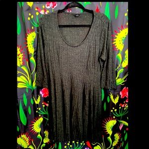 Olive green Heathered black ribbed sweater dress v neck 3/4 sleeve torrid 1